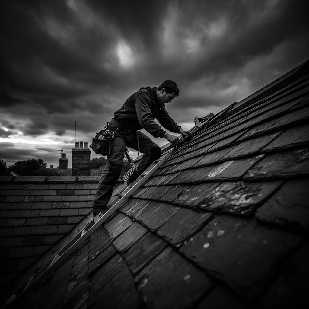 Roofers at work